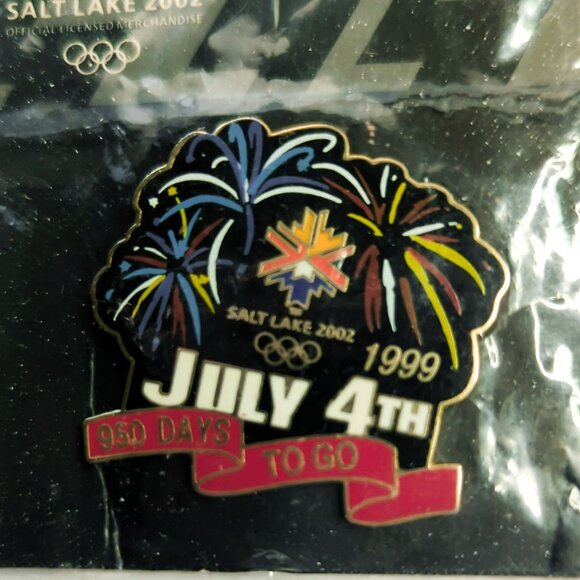 Salt Lake 2002 Olympic Pin July 4th 1999 950 Days To Go Amico Intl - Picture 2 of 3